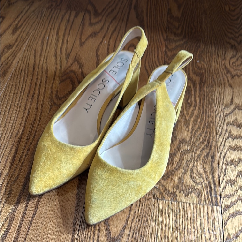 Sole Society Yellow Heeled Slingbacks